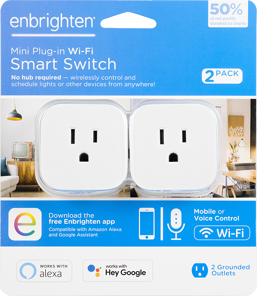 Enbrighten Mini Plug-In Wi-Fi Smart Switch, 51511, White