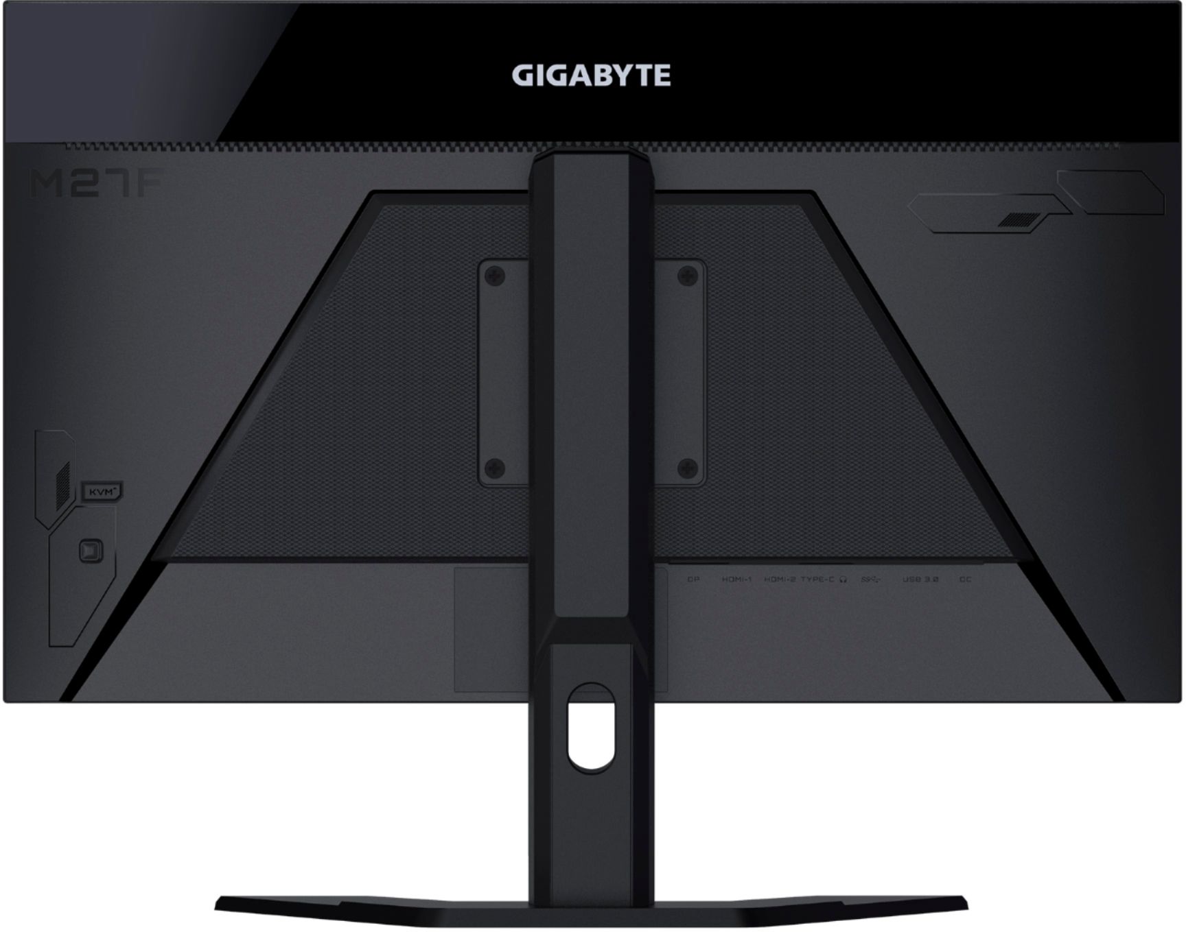 Back View: GIGABYTE - 27" IPS LED FHD FreeSync Monitor with KVM  (HDMI, DisplayPort, USB) - Black