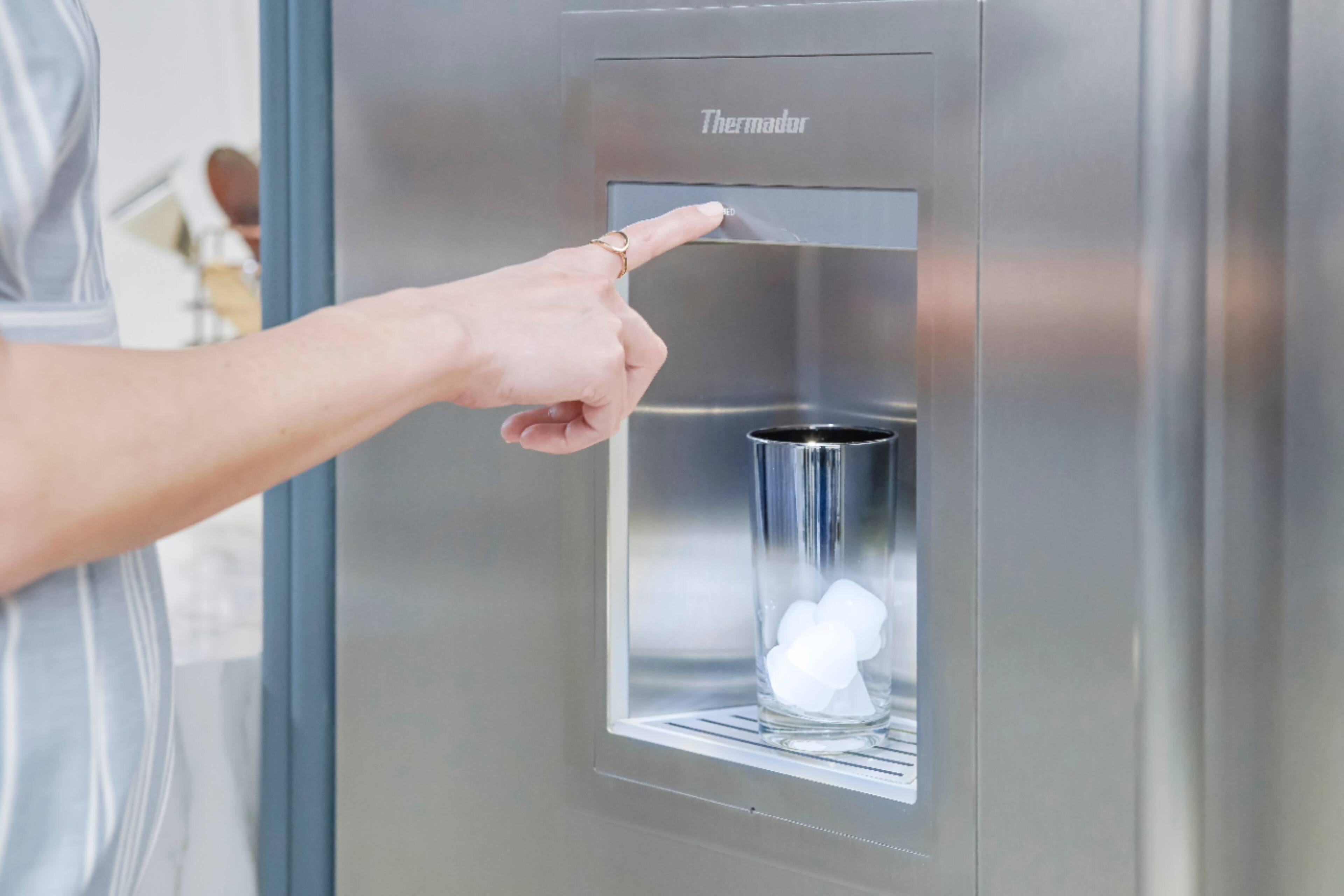 Alt View 3. Thermador - Freedom Collection 11.2 Cu. Ft. Frost-Free Smart Upright Freezer with External Ice and Water Dispenser, Left Hinge - Custom Panel Ready.