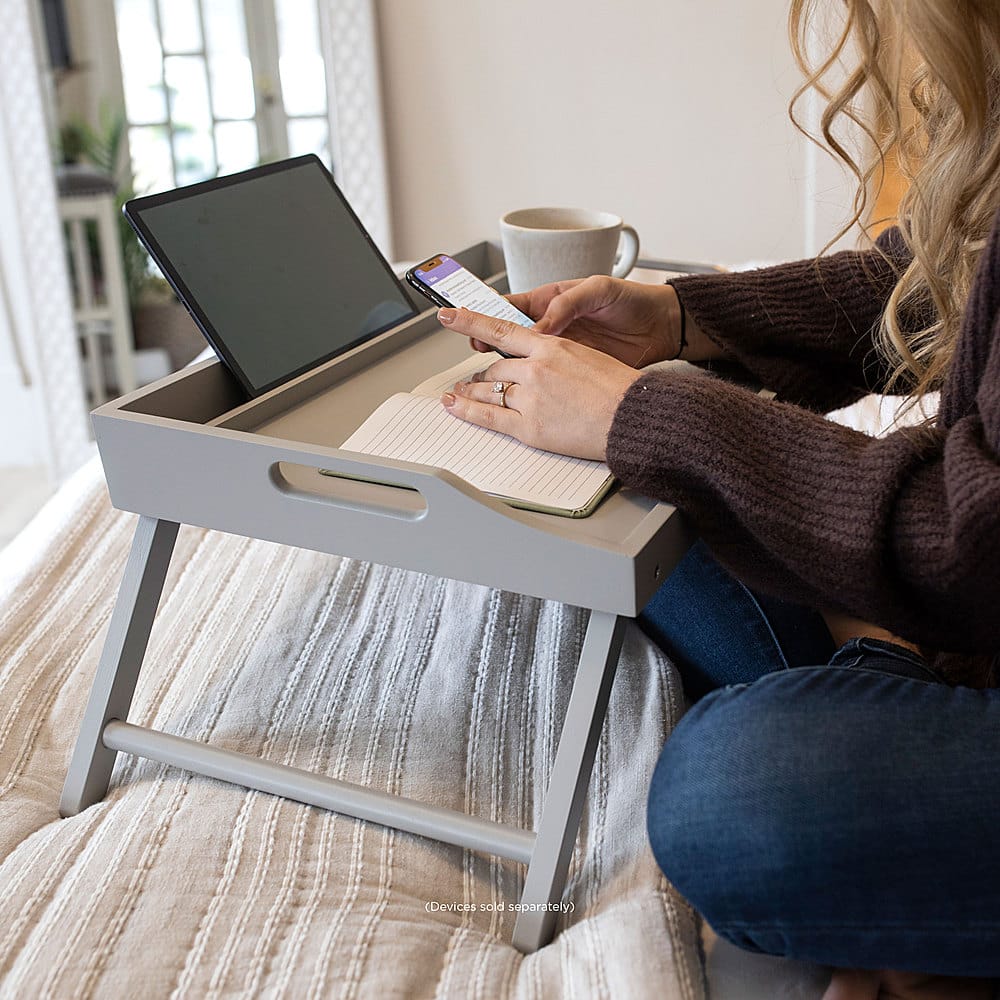Alt View 12. Rossie Home - Media Bed Tray for 17.3" Laptop or Tablet - Calming Gray.