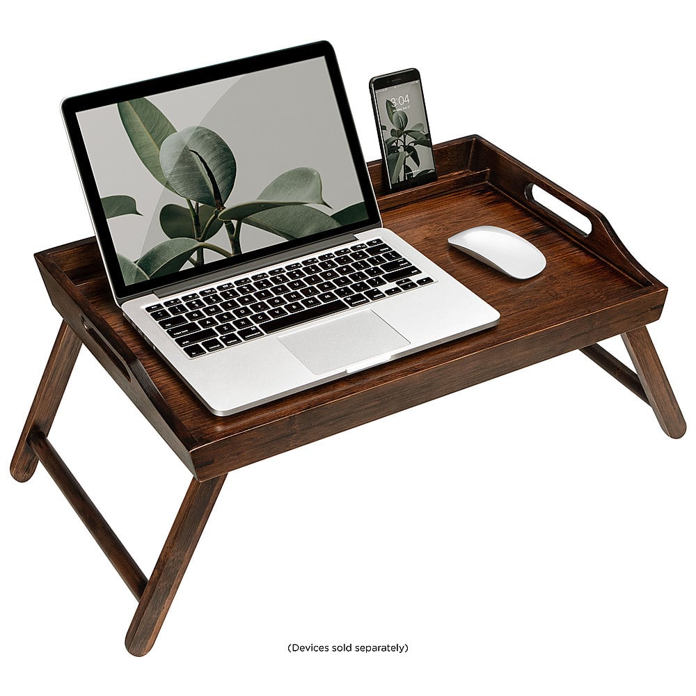 Front. Rossie Home - Media Bed Tray for 17.3" Laptop or Tablet - Bamboo Espresso.