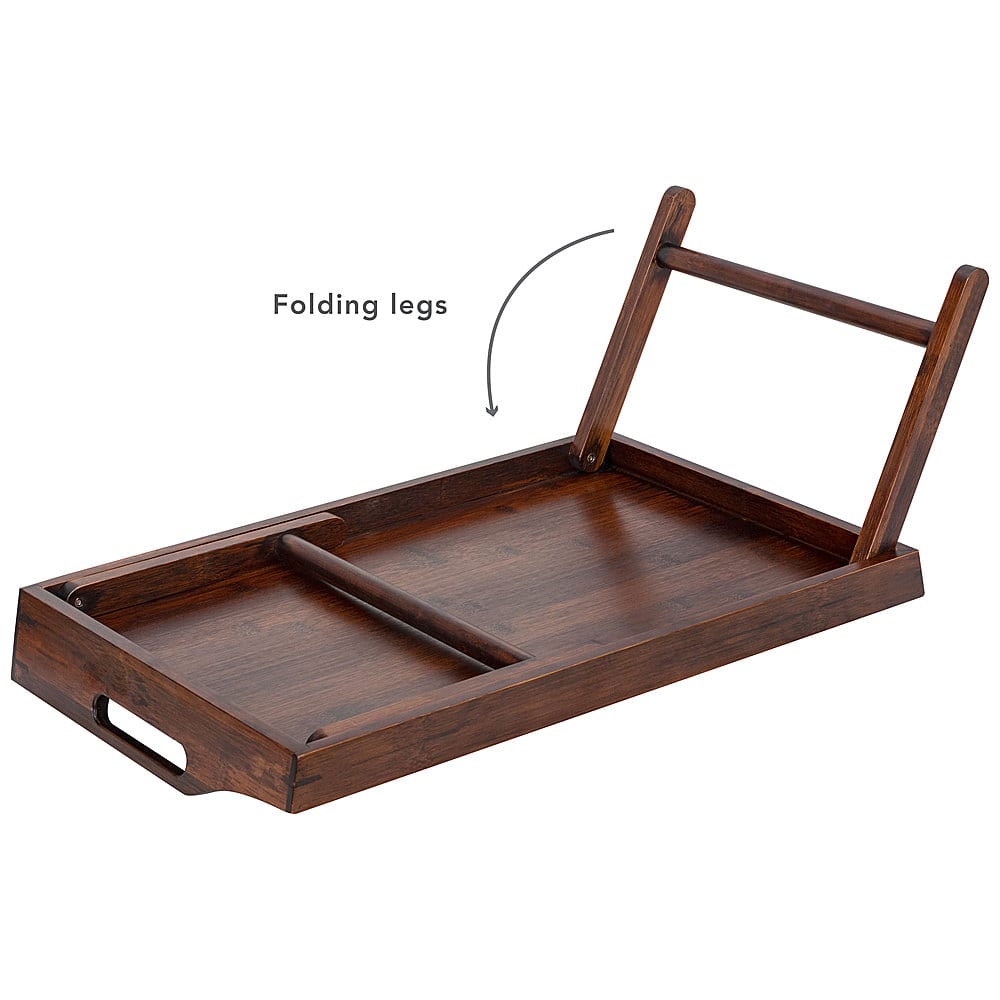 Alt View 14. Rossie Home - Media Bed Tray for 17.3" Laptop or Tablet - Bamboo Espresso.