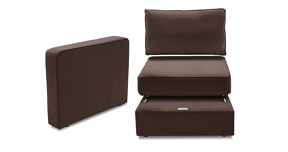 Left View: Lovesac - 3 Seats + 4 Sides Padded & Standard Foam (9 Boxes) - Chocolate