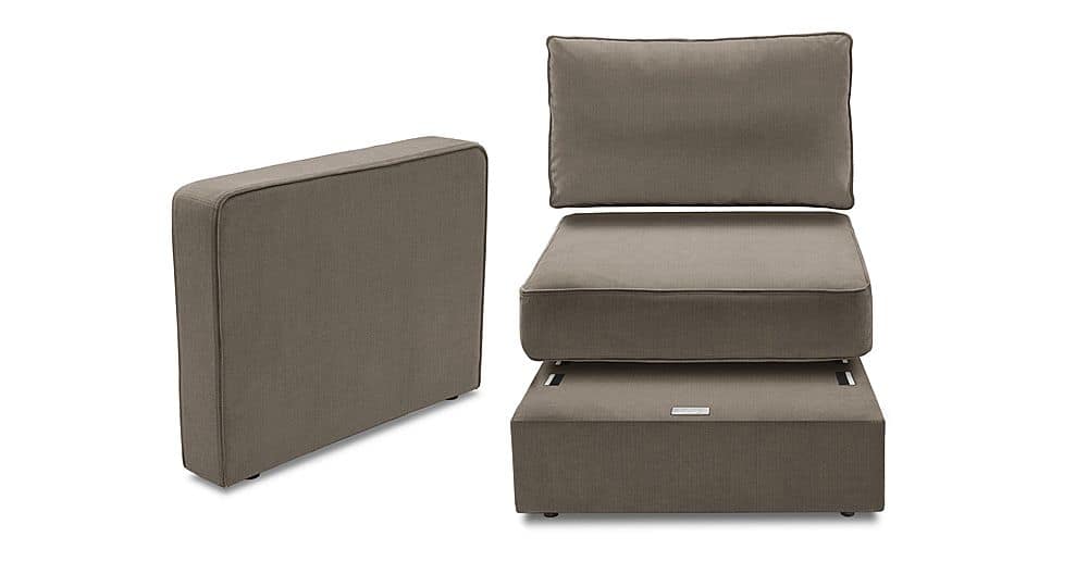 Left View: Lovesac - 3 Seats + 4 Sides Chenille & Standard Foam (9 Boxes) - Taupe