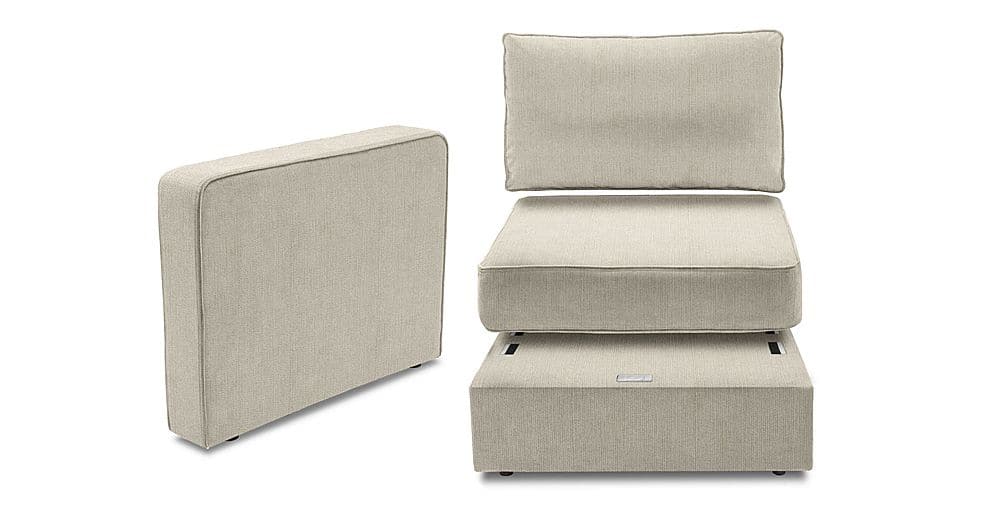 Left View: Lovesac - 3 Seats + 5 Sides Chenille & Standard Foam (10 Boxes) - Tan