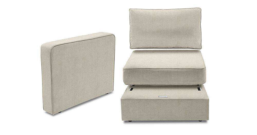 Left View: Lovesac - 3 Seats + 4 Sides Chenille & Standard Foam (9 Boxes) - Tan