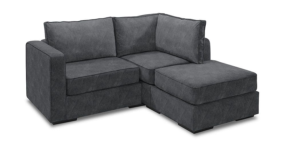 Angle View: Lovesac - 3 Seats + 4 Sides Charcoal Corded & Lovesoft (9 Boxes) - Charcoal Grey