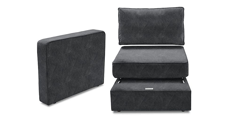 Left View: Lovesac - 3 Seats + 4 Sides Charcoal Corded & Lovesoft (9 Boxes) - Charcoal Grey