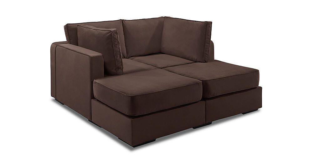 Angle View: Lovesac - 4 Seats + 4 Sides Padded & Lovesoft (10 Boxes) - Chocolate