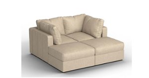 Lovesac - 4 Seats + 4 Sides Combed Chenille & Standard Foam - Tan - Front_Zoom