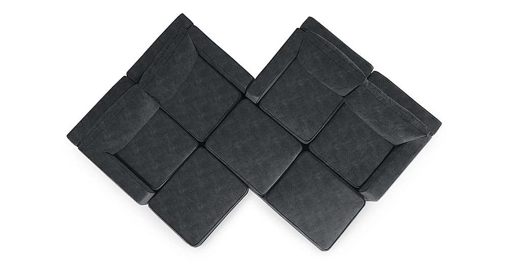 Angle View: Lovesac - 7 Seats + 8 Sides Corded Velvet & Lovesoft - Charcoal Grey