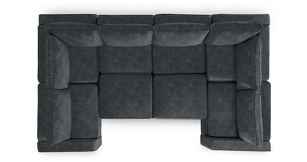 Angle View: Lovesac - 8 Seats + 10 Sides Corded Velvet & Standard Foam - Charcoal Grey