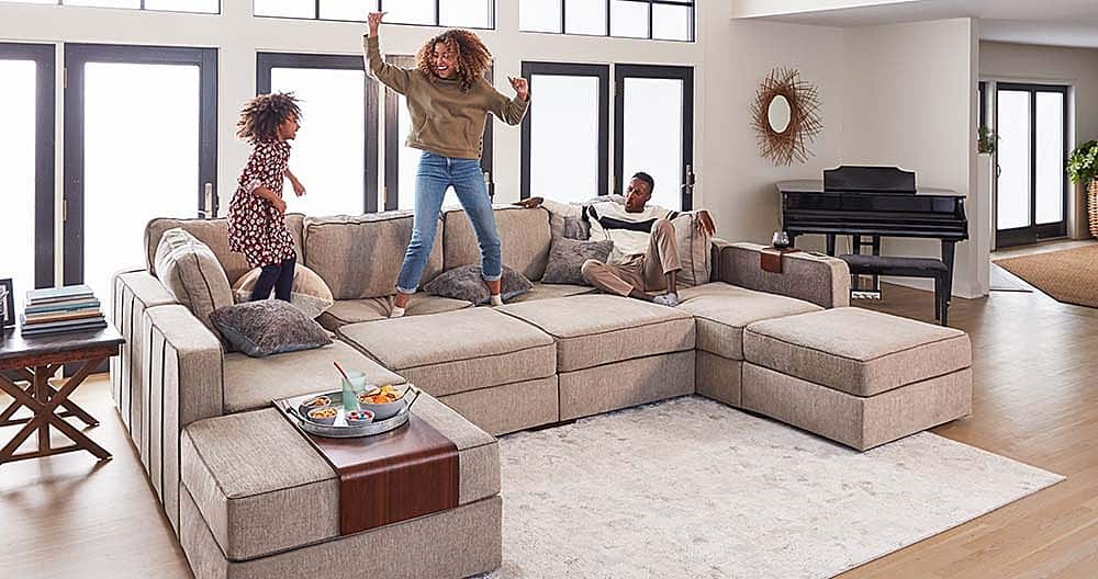 Best Buy Lovesac 7 Seats + 8 Sides Combed Chenille & Lovesoft Taupe VL1076