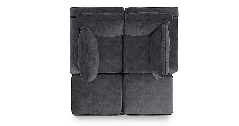 Angle View: Lovesac - 4 Seats + 4 Sides Corded Velvet & Standard Foam - Charcoal Grey
