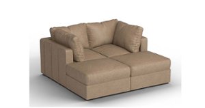 Lovesac - 4 Seats + 4 Sides Combed Chenille & Lovesoft - Taupe - Front_Zoom