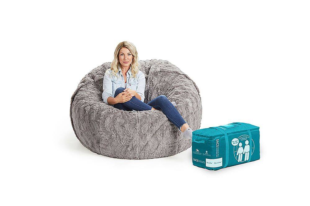 Left View: Lovesac - MovieSac in Chinchilla Dense Phur