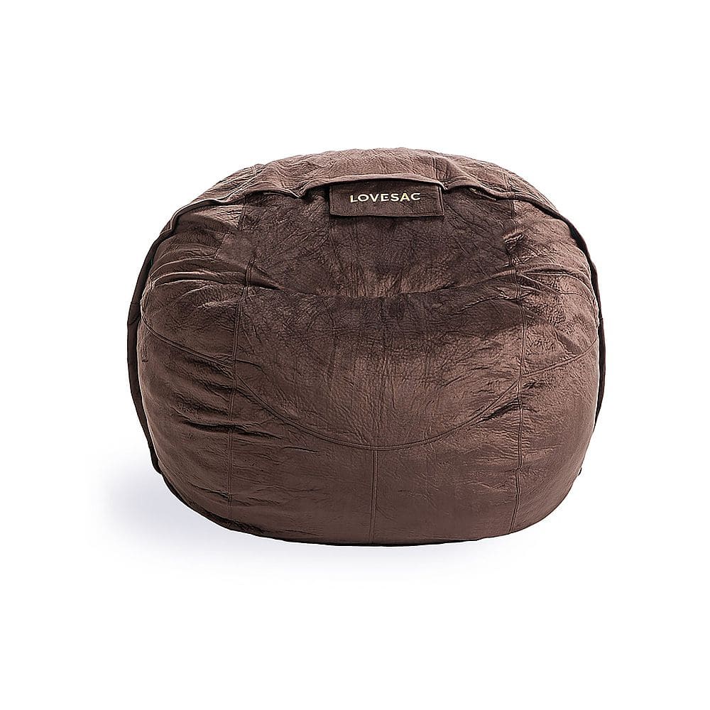 Angle. Lovesac - MovieSac in Chocolate Padded Velvet - Chocolate.