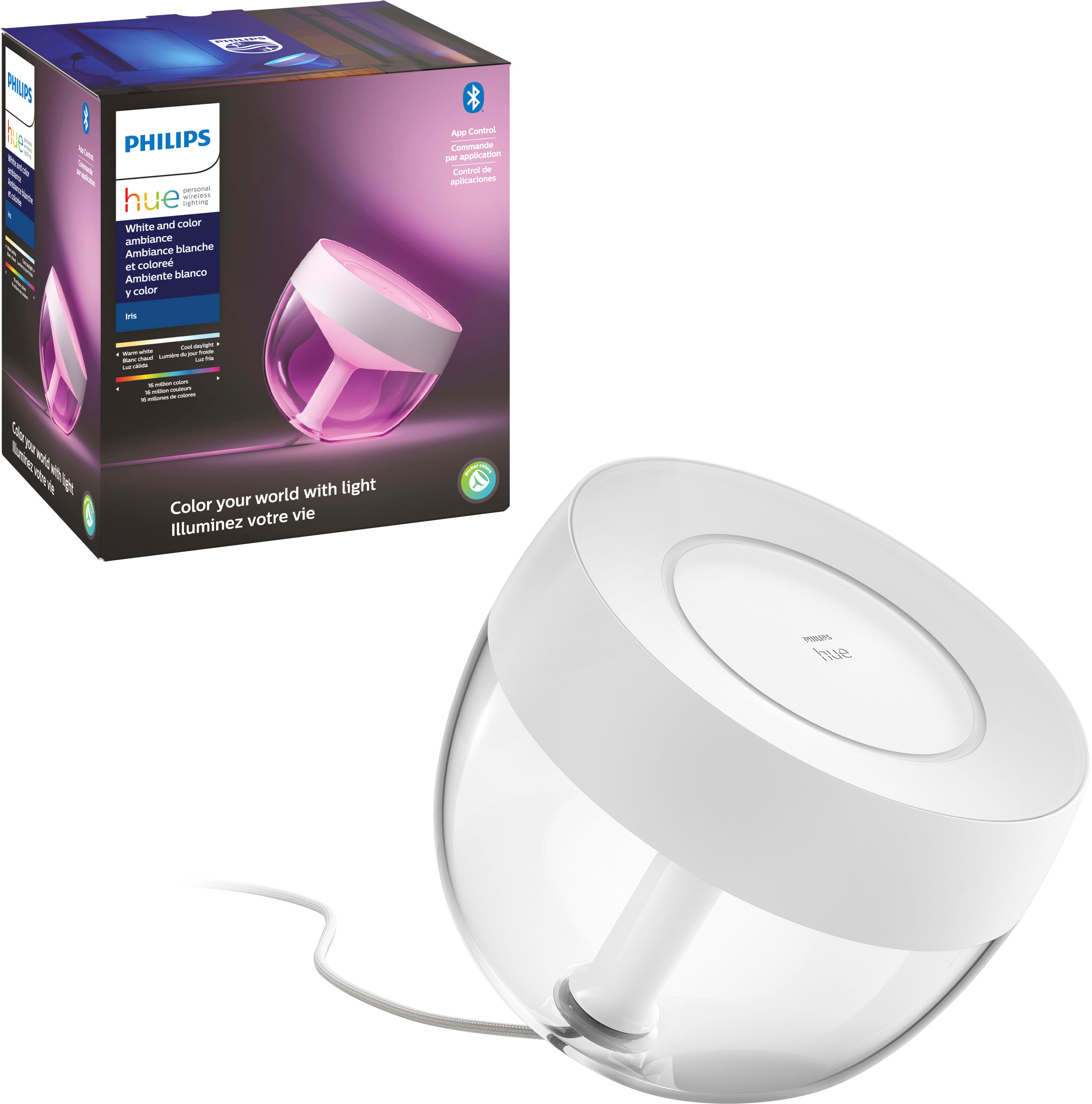Nationaal volkslied Straat Manifesteren Philips Hue Iris White and Color Ambiance Table Lamp White and Clear 561795  - Best Buy