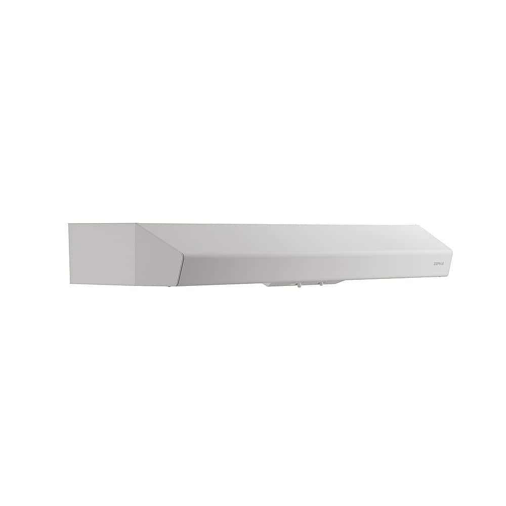 Left. Zephyr - Breeze 24 in. 250 CFM Under Cabinet Range Hood with LED Light - Matte White.