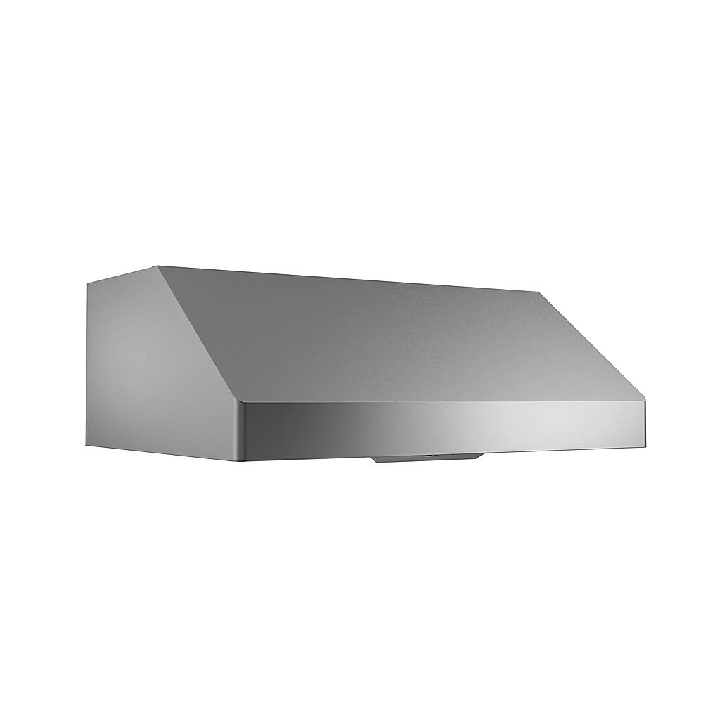 Left. Zephyr - Tempest I 36 in. 650 CFM Under Cabinet Mount Range Hood with LED Light - Stainless Steel.