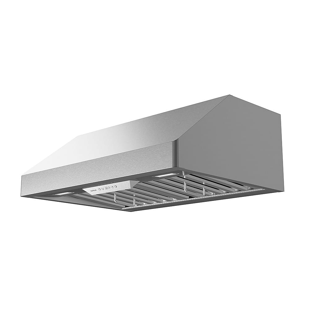 Angle View: Zephyr - Tempest I 36 in. 650 CFM Under Cabinet Mount Range Hood with LED Light in Stainless Steel - Stainless steel