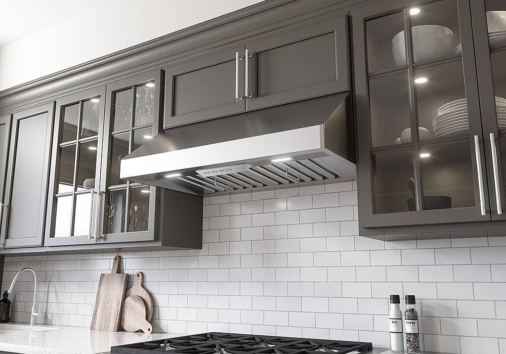 Alt View 12. Zephyr - Tempest I 36 in. 650 CFM Under Cabinet Mount Range Hood with LED Light - Stainless Steel.