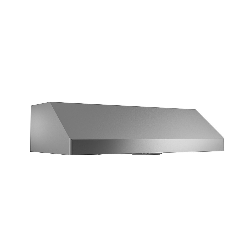 Left View: Zephyr - Tempest I 48 in. 650 CFM Under Cabinet Mount Range Hood with LED Light in Stainless Steel - Stainless steel