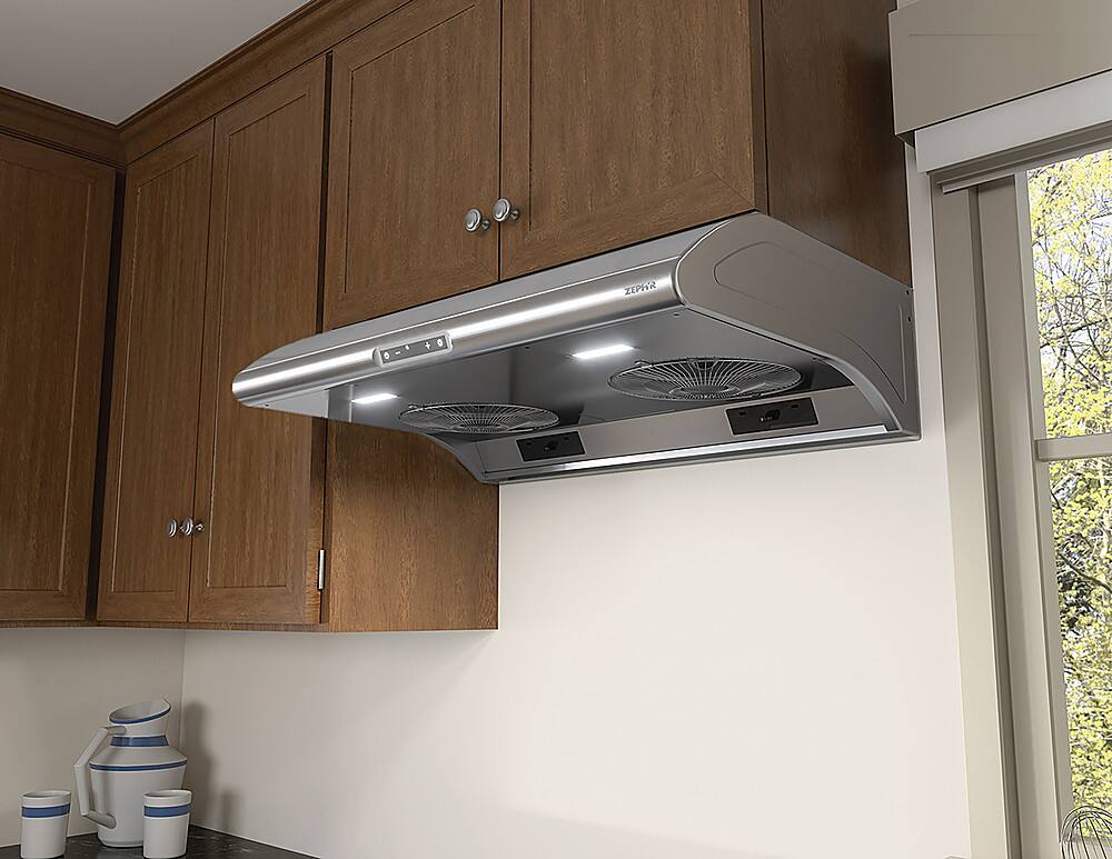 Alt View 12. Zephyr - Typhoon 36 in. 850 CFM Under Cabinet Mount Range Hood with LED Light - Stainless Steel.