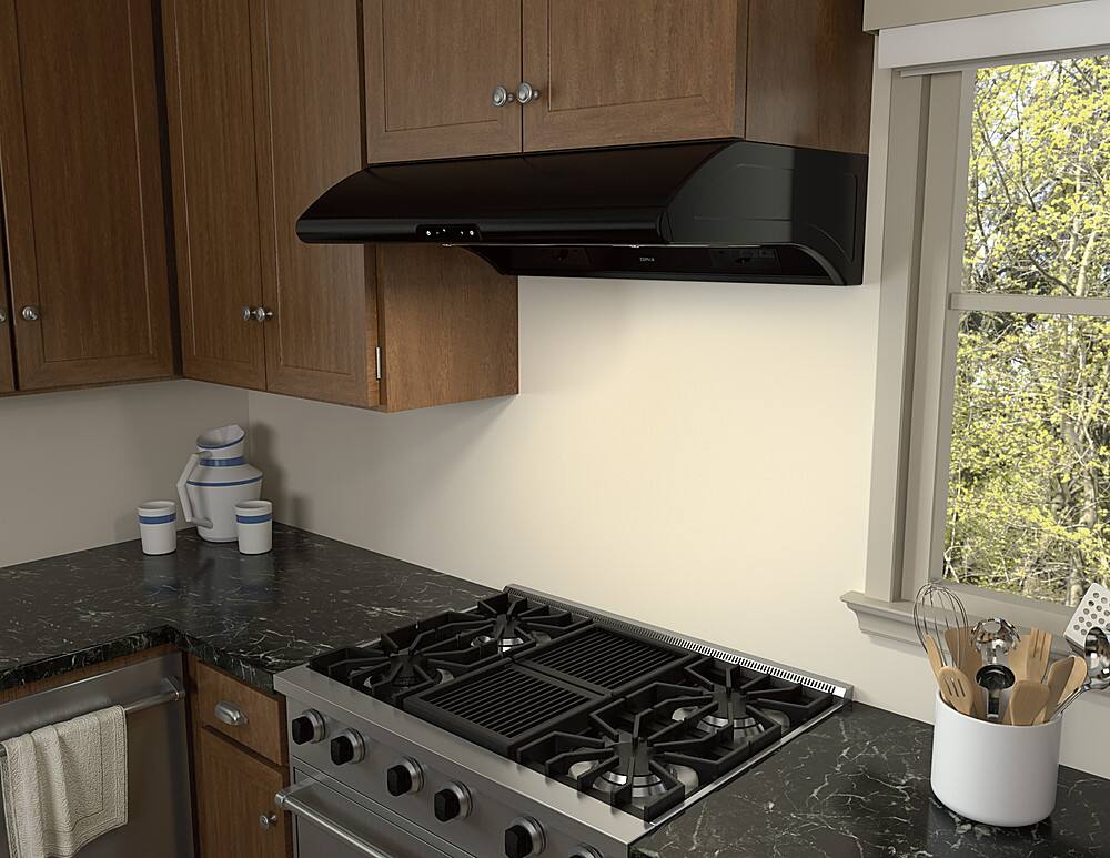Alt View 14. Zephyr - Typhoon 30 in. 850 CFM Under Cabinet Mount Range Hood with LED Light - Black.