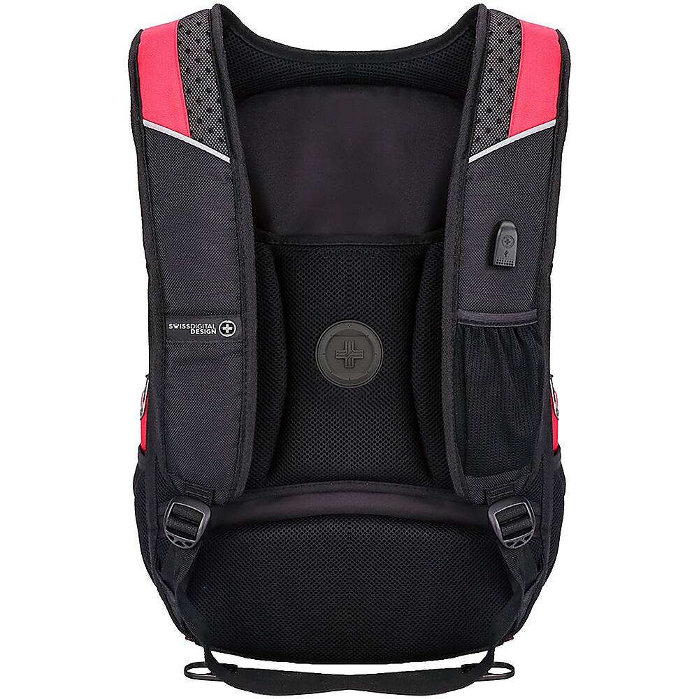 Back. Swissdigital Design - Anti Bacterial Travel Backpack - Red and Black.