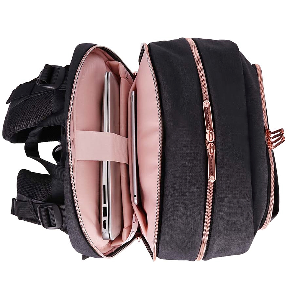 Back View: Swissdigital Design - Katy Rose Backpack - Black and Rose Gold