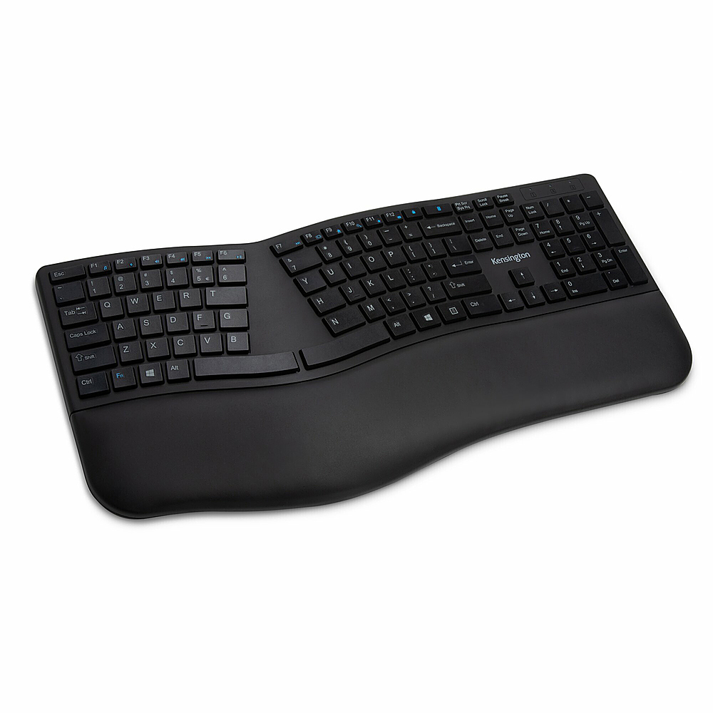 Angle View: Kensington - Pro Fit K75401US Ergonomic,Full-size Wireless Keyboard - Black