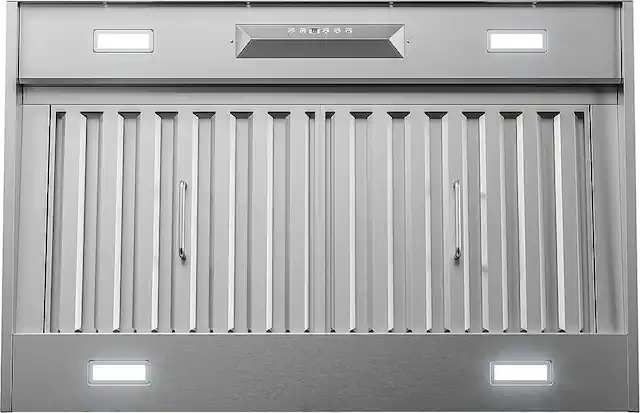 Front. Zephyr - Monsoon II 36 in. 1200 CFM Insert Mount Range Hood with LED Light - Stainless Steel.