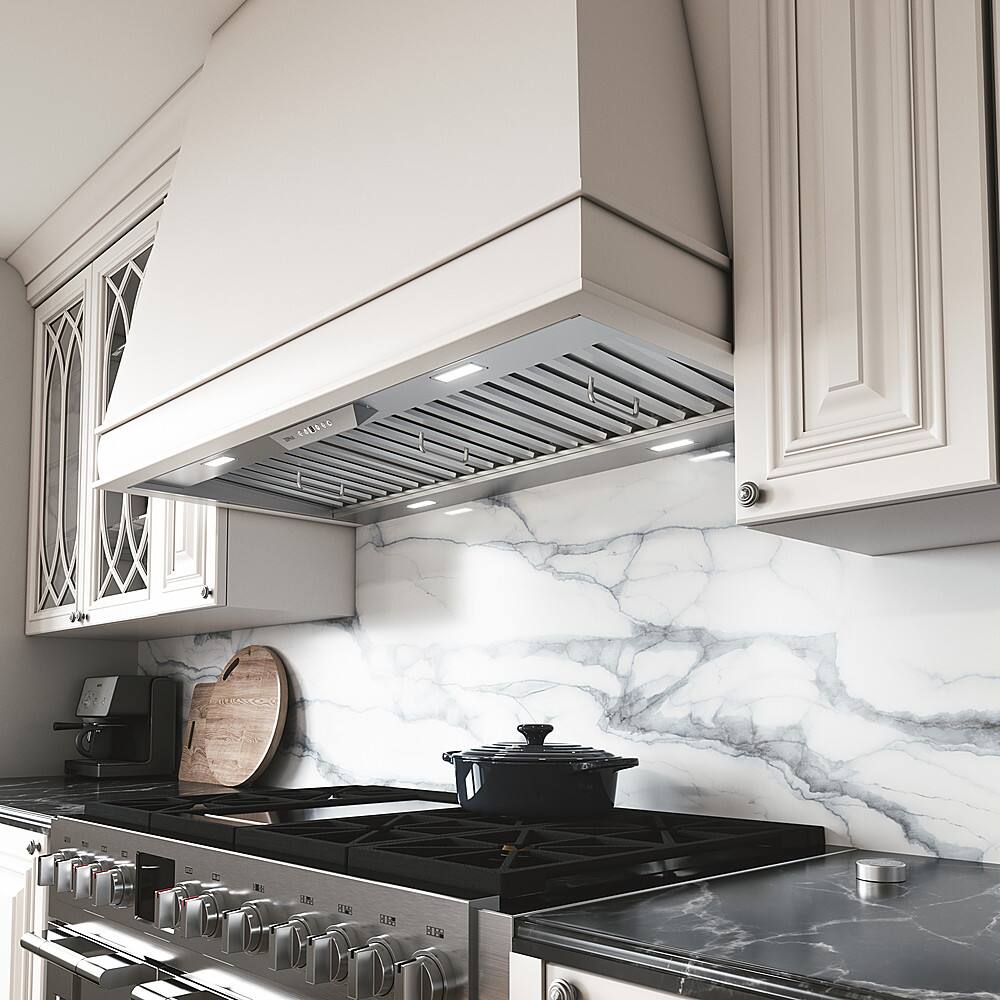 Alt View 12. Zephyr - Monsoon II 36 in. 1200 CFM Insert Mount Range Hood with LED Light - Stainless Steel.