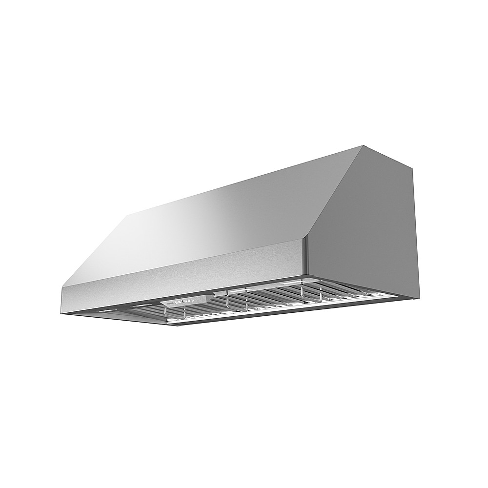 Angle View: Zephyr - Tempest II 42 in. 650 CFM Wall Mount Range Hood with LED Light in Stainless Steel - Stainless steel