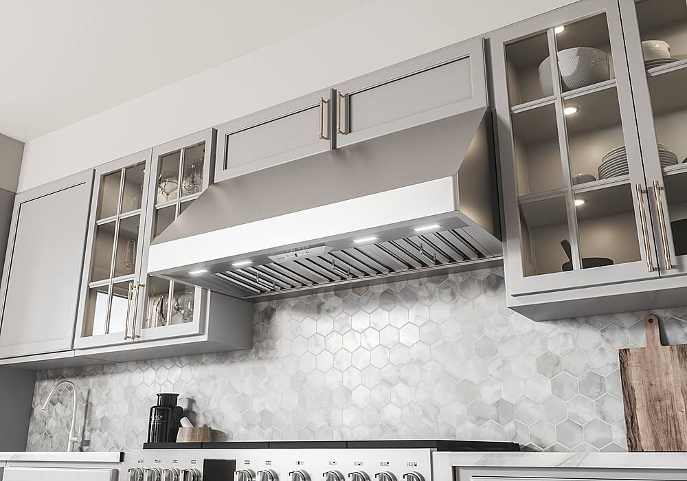 Alt View 12. Zephyr - Tempest II 30" 650 CFM Wall Mount Range Hood with LED Light - Stainless Steel.