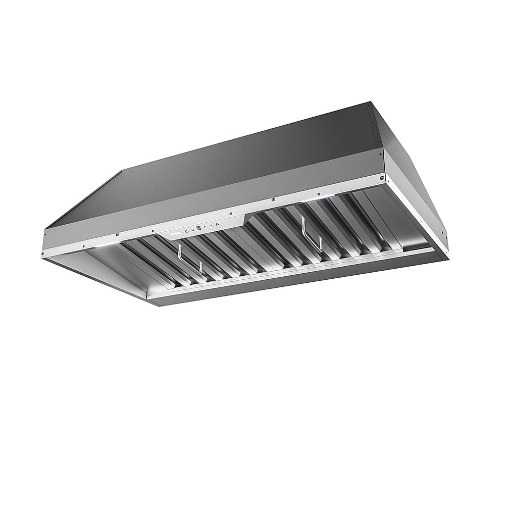 Angle View: Zephyr - Monsoon I 42 in. 1200 CFM Insert Mount Range Hood with LED Light in Stainless Steel - Stainless steel