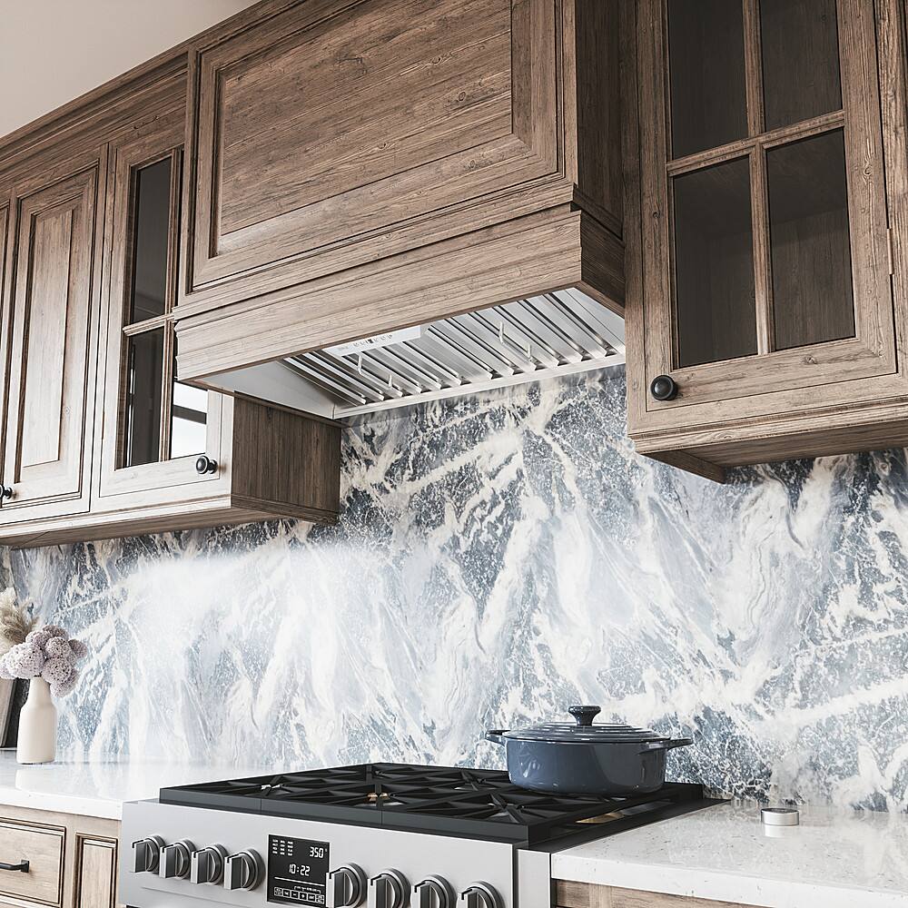 Alt View 12. Zephyr - Monsoon I 42 in. 1200 CFM Insert Mount Range Hood with LED Light - Stainless Steel.