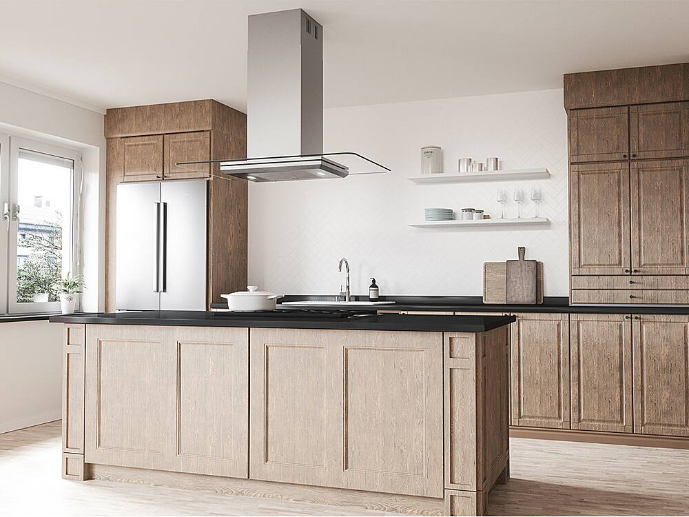 Alt View 17. Zephyr - Verona 42 in. 600 CFM Island Mount Range Hood with LED Light - Stainless Steel.