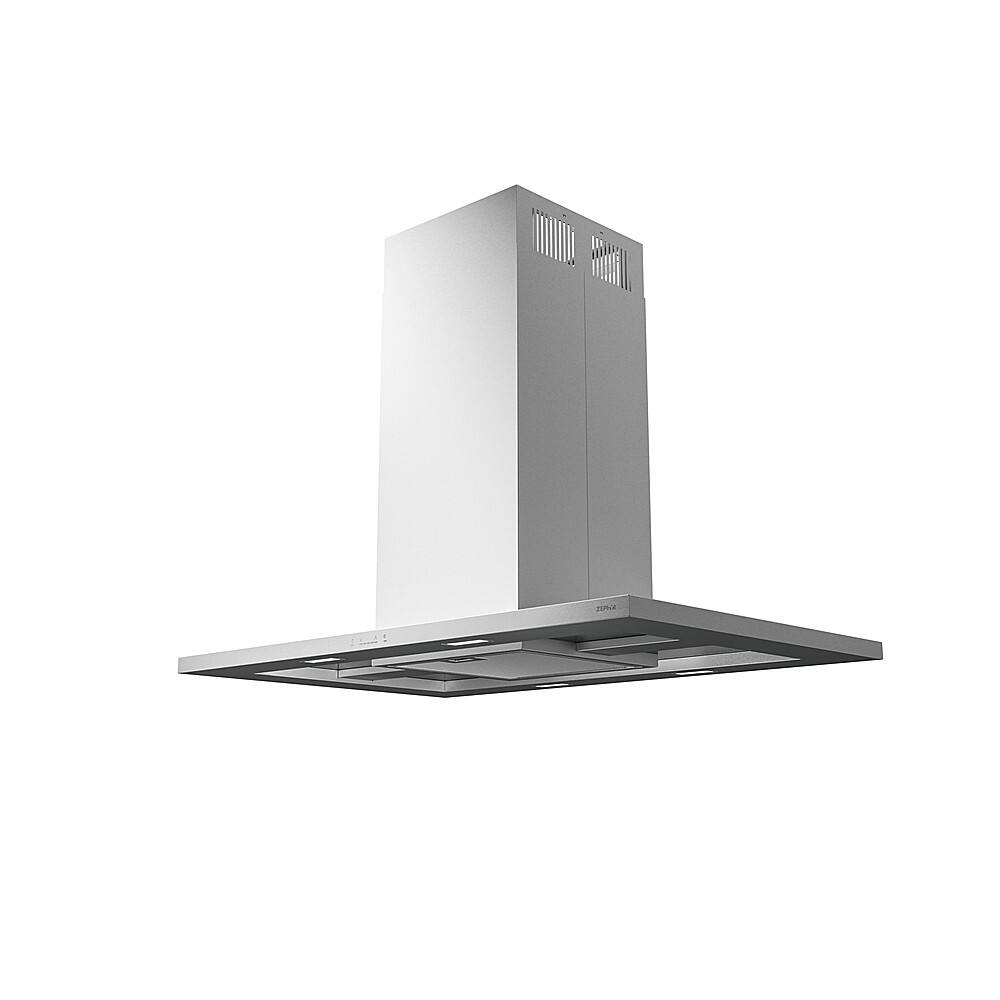 Angle View: Zephyr - Modena 36 in. 600 CFM Island Mount Range Hood with LED Light - Stainless Steel