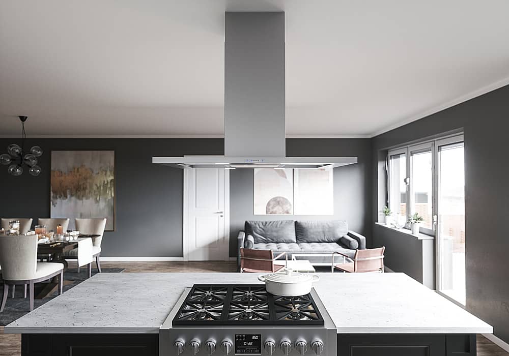 Alt View 11. Zephyr - Modena 36 in. 600 CFM Island Mount Range Hood with LED Light - Stainless Steel.