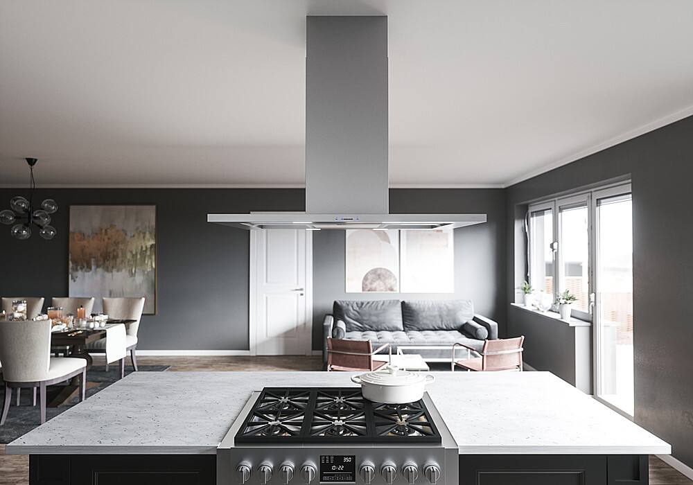 Alt View 11. Zephyr - Modena 36 in. 600 CFM Island Mount Range Hood with LED Light - Stainless Steel.