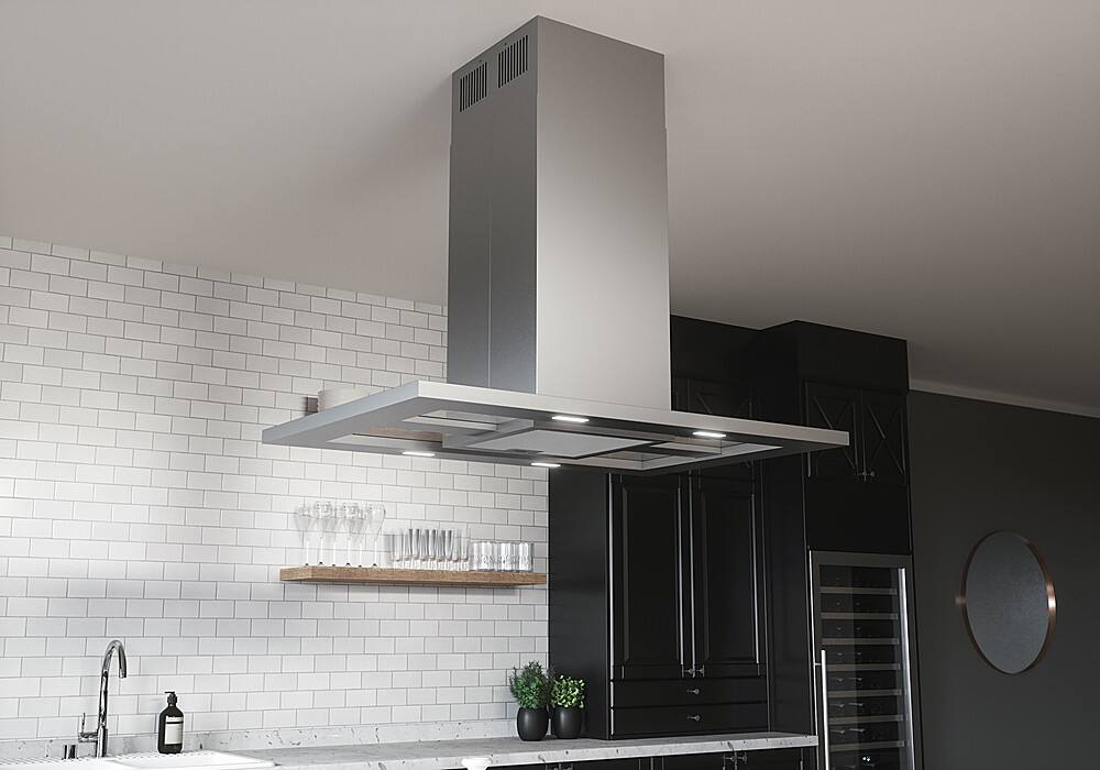 Alt View 12. Zephyr - Modena 36 in. 600 CFM Island Mount Range Hood with LED Light - Stainless Steel.