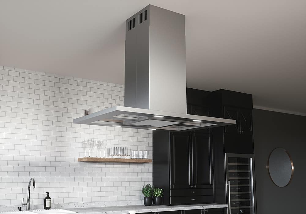 island mount chimney range hood