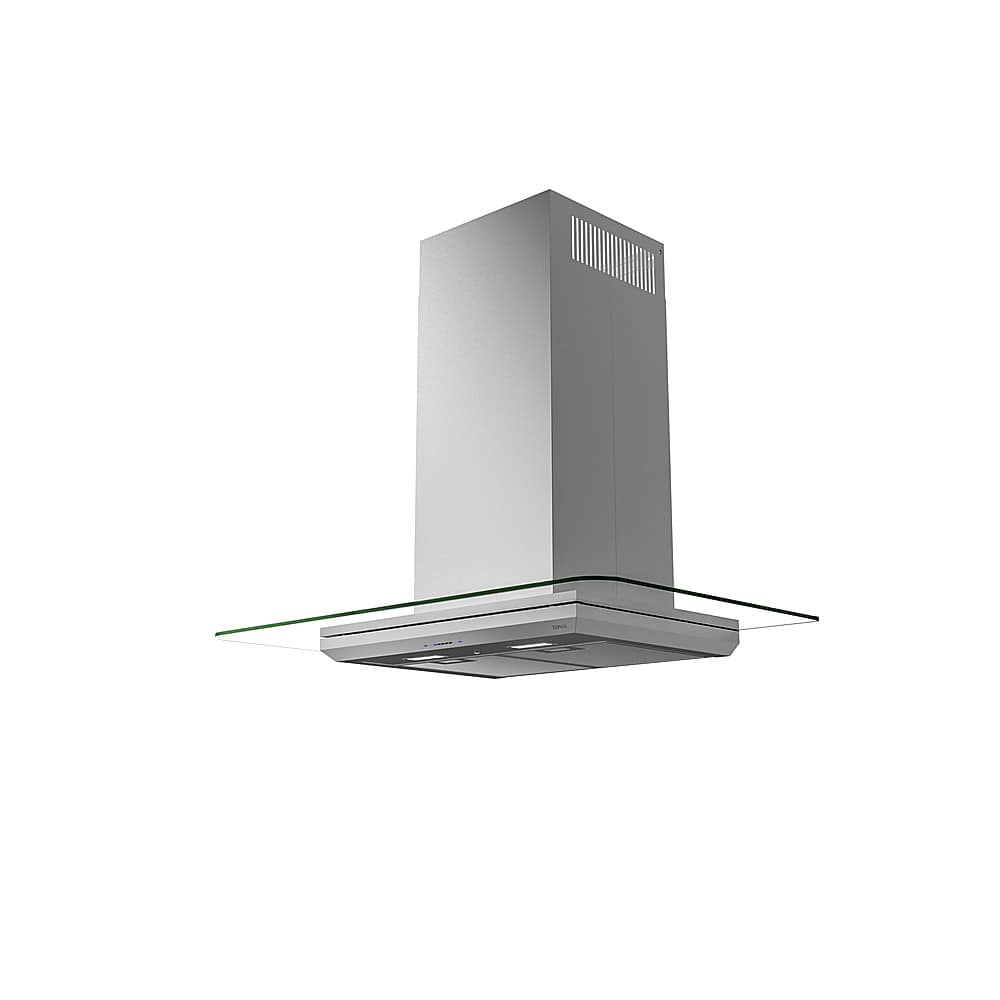 Angle View: Zephyr - Verona 36 in. 600 CFM Wall Mount Range Hood with LED Light in Stainless Steel - Stainless steel