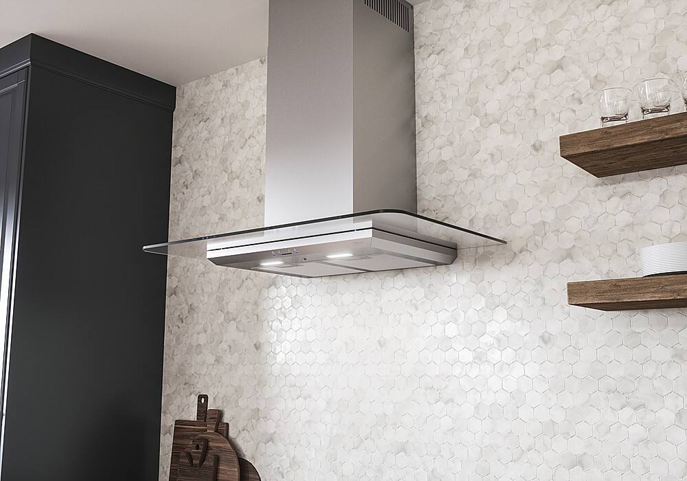 Alt View 12. Zephyr - Verona 36 in. 600 CFM Wall Mount Range Hood with LED Light - Stainless Steel.