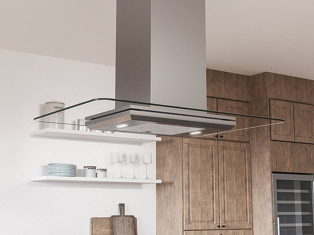 Alt View 16. Zephyr - Verona 36 in. 600 CFM Island Mount Range Hood with LED Light - Stainless Steel.