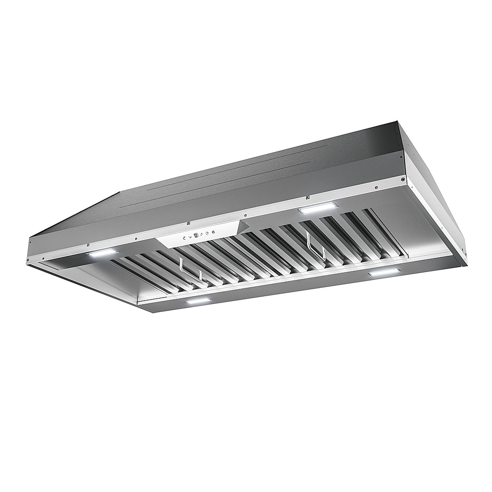 Angle View: Zephyr - Monsoon II 42 in. 1200 CFM Insert Mount Range Hood with LED Light in Stainless Steel - Stainless steel