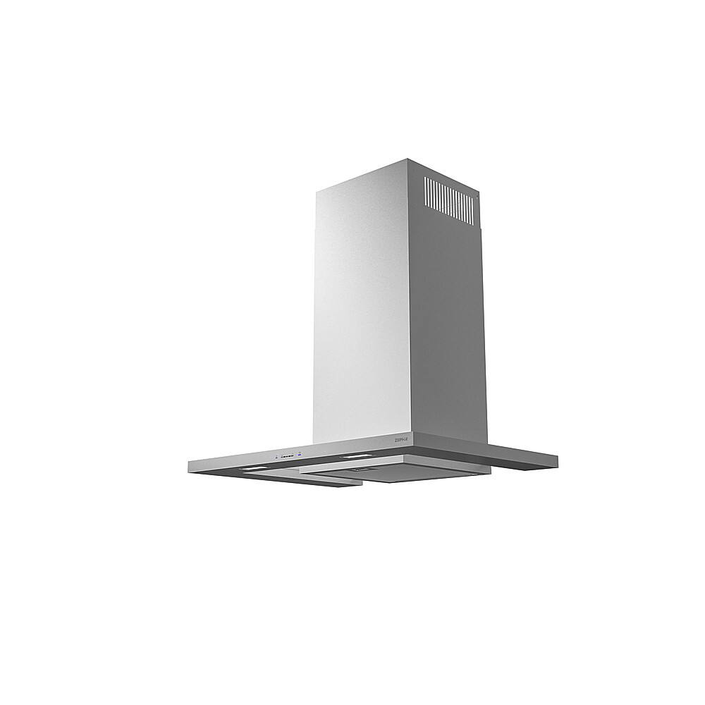 Angle View: Zephyr - Modena 30 in. 600 CFM Wall Mount Range Hood with LED Light in Stainless Steel - Stainless steel