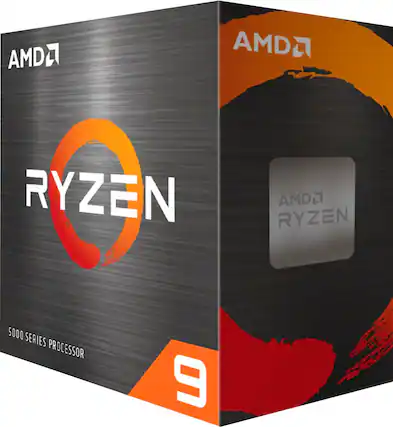 Front. AMD - Ryzen 9 5950X 4th Gen 16-core, 32-threads Unlocked Desktop Processor Without Cooler - Black.